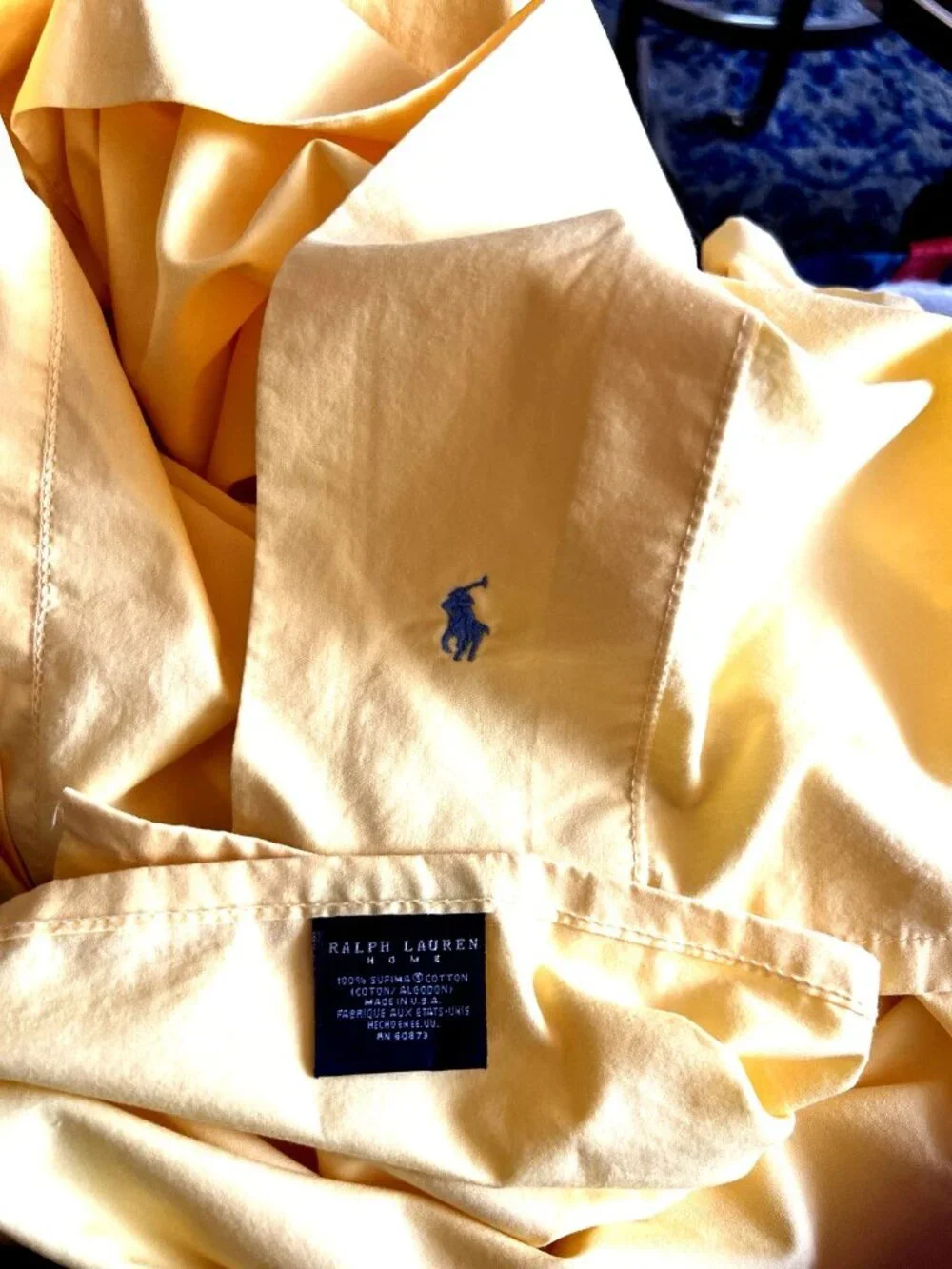 RALPH LAUREN Polo KING Sheet 3 Pc Set FLAT 2 Pillowcases Supima Cotton Yellow VT